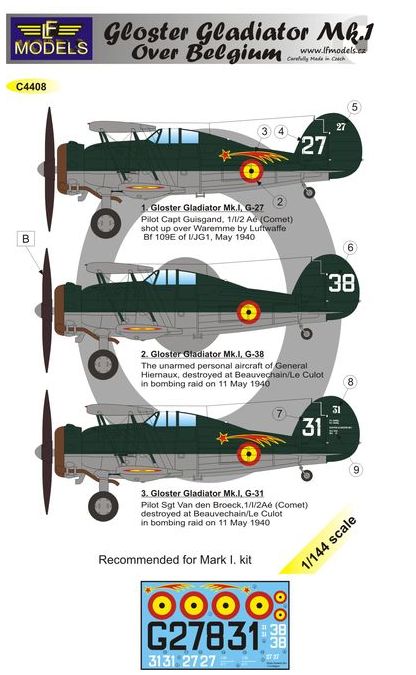 LF Models LFMC4408 1:144 Gloster Gladiator Mk.I over Belgium