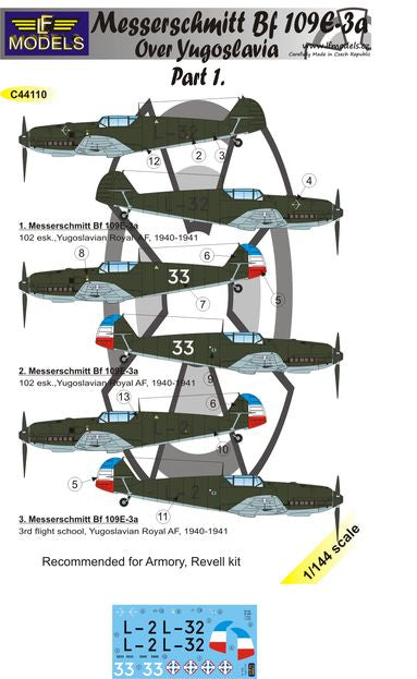 LF Models LFMC44110 1:144 Messerschmitt Bf-109E3a Yugoslavia
