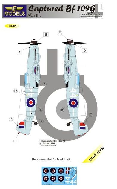 LF Models LFMC4429 1:144 Messerschmitt Bf-109G-10 Part 3 Captured RAF Germany