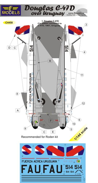 LF Models LFMC4458 1:144 Douglas C-47D Skytrain over Uruguay