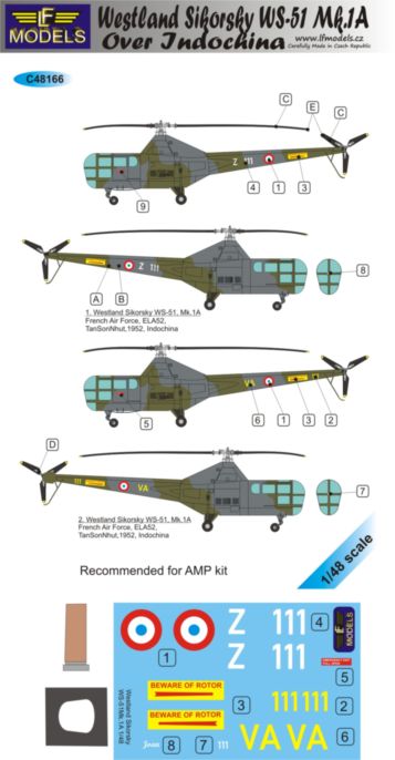 LF Models LFMC48166 Westland WS-51 French Indochina Decals 1:48