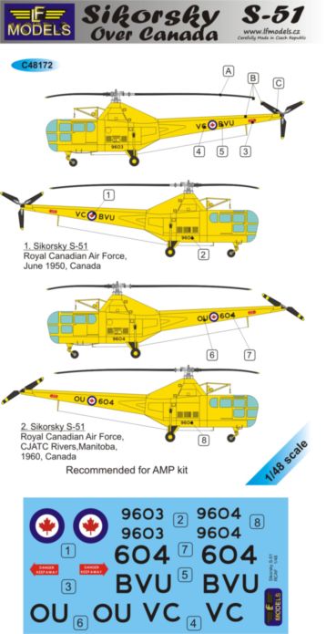 LF Models LFMC48172 Sikorsky R-5/S-51 RCAF Decals 1:48