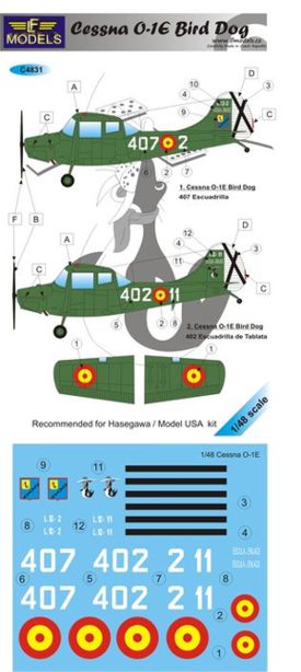 LF Models LFMC4831 1:48 Cessna O-1E Bird Dog decal