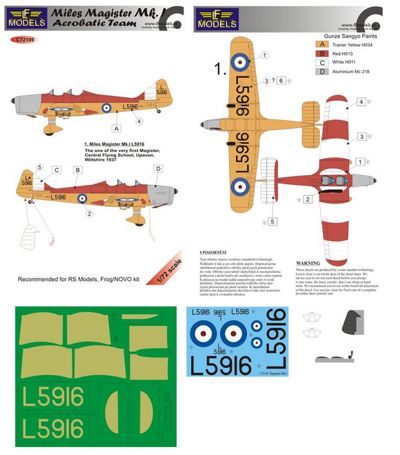 LF Models LFMC72189 1:72 Miles Magister Mk.I Acrobatic Team