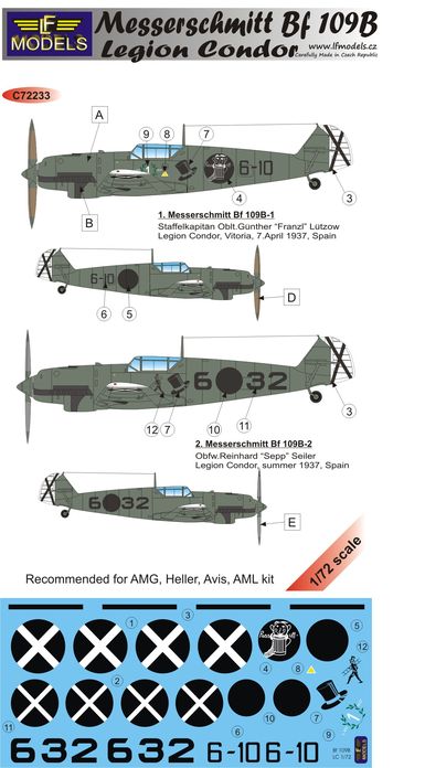 LF Models LFMC72233 1:72 Messerschmitt Bf-109B Legion Condor