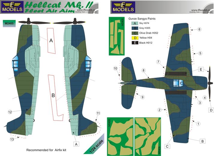 LF Models LFMM2405 1:24 Grumman Hellcat Mk.I/Mk.II FAA camouflage masks