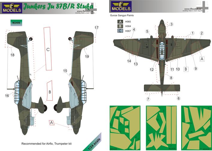 LF Models LFMM2406 1:24 Junker Ju-87B/R 'Stuka' camouflage pattern paint masks