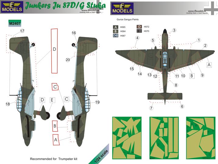 LF Models LFMM2407 1:24 Junkers Ju-87D/G 'Stuka' camouflage pattern paint masks