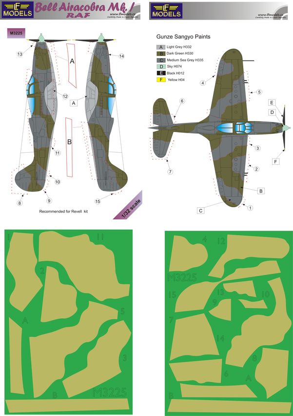 LF Models LFMM3225 1:32 Bell Airacobra Mk.I RAF camouflage pattern paint masks