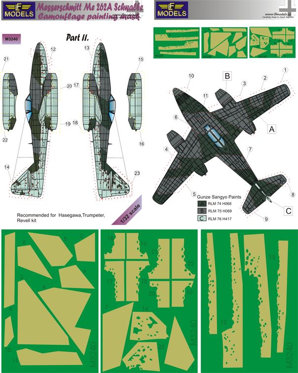 LF Models LFMM3240 Messerschmitt Me-262A-1 Camo Masks Pt II 1:32