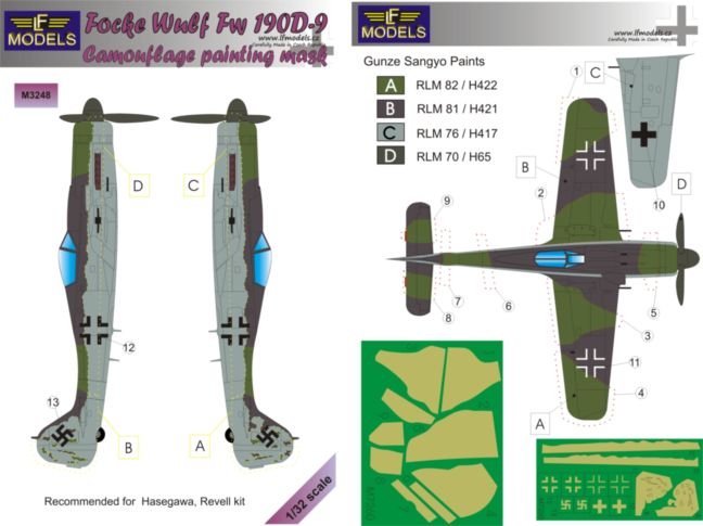 LF Models LFMM3248 Fw-190D-9 Camo & Insignia Paint Masks 1:32