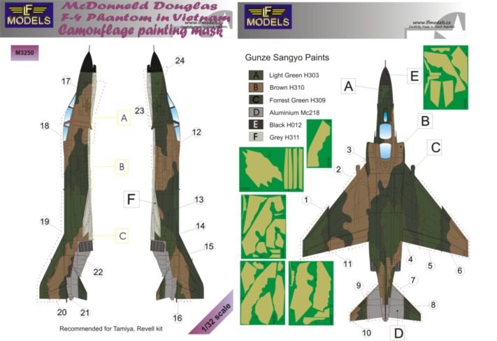 LF Models LFMM3250 1:32 McDonnell F-4 USAF in Vietnam camouflage masks