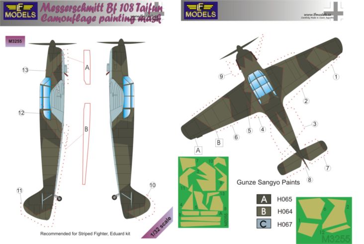 LF Models LFMM3255 1:32 Messerschmitt Bf-108 Taifun camouflage masks