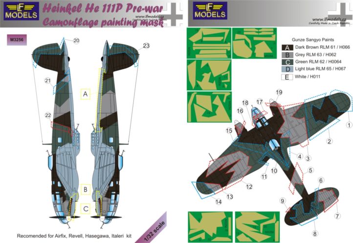 LF Models LFMM3256 1:32 Heinkel He-111P Pre war camouflage pattern paint masks