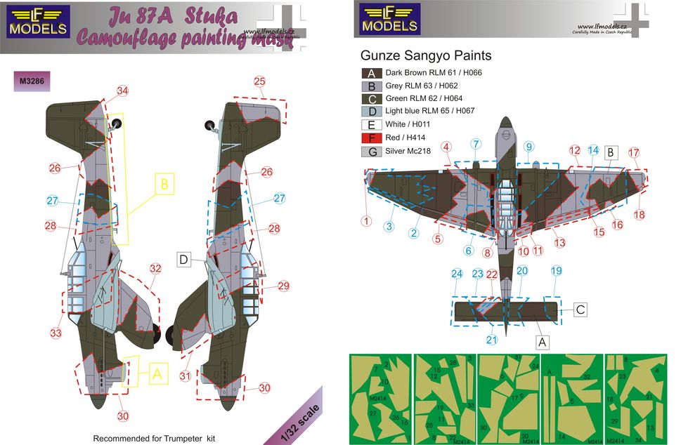 LF Models LFMM3286 1:32 Junkers Ju-87A 'Stuka' camouflage pattern paint mask