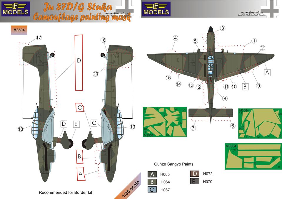 LF Models LFMM3504 1:35 Junkers Ju-87D/G 'Stuka' camouflage pattern paint mask