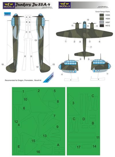 LF Models LFMM4810 1:48 Junkers Ju-88A-4 camouflage pattern paint masks