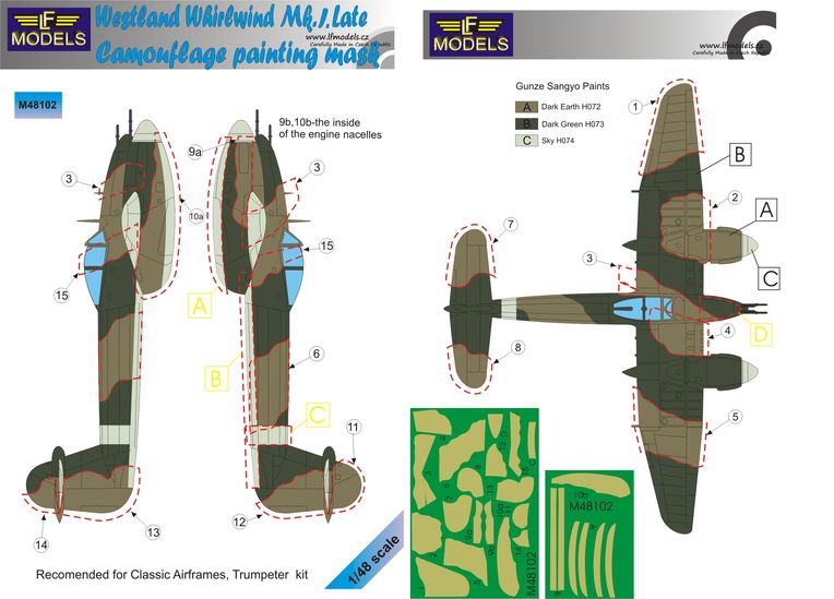LF Models LFMM48102 1:48 Westland Whirlwind Mk.I Late camouflage mask