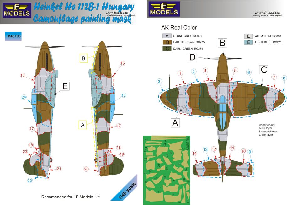 LF Models LFMM48106 1:48 Heinkel He-112B Hungary camouflage pattern paint masks