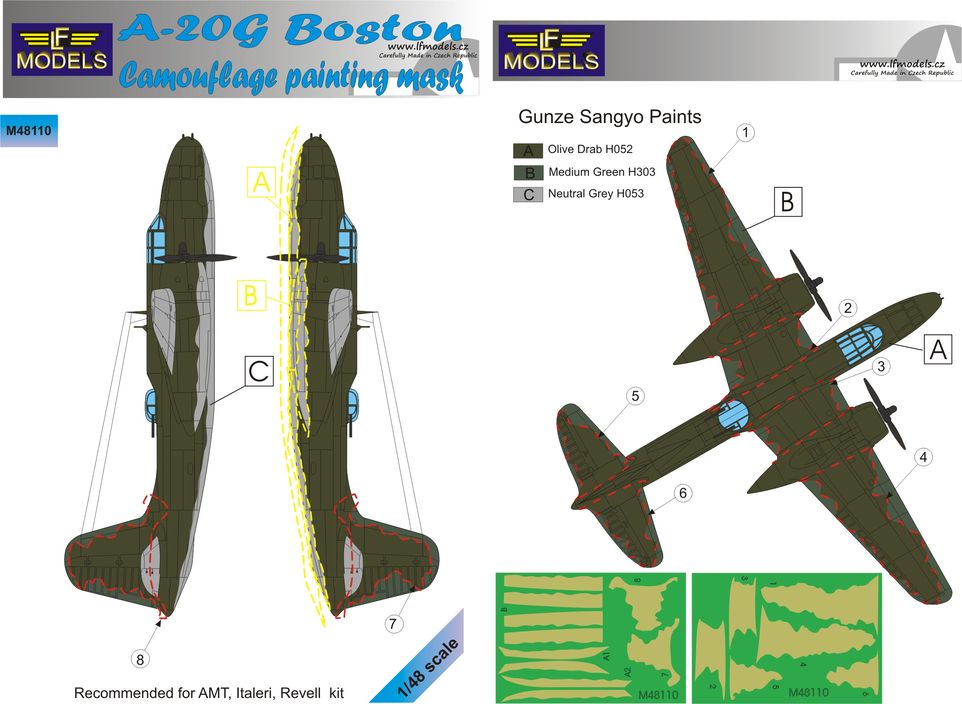 LF Models LFMM48110 1:48 Douglas A-20G Boston/Havoc camouflage mask