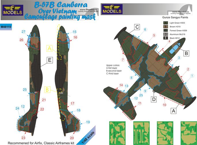 LF Models LFMM48115 B-57B Canberra Vietnam Camo Paint Masks 1:48