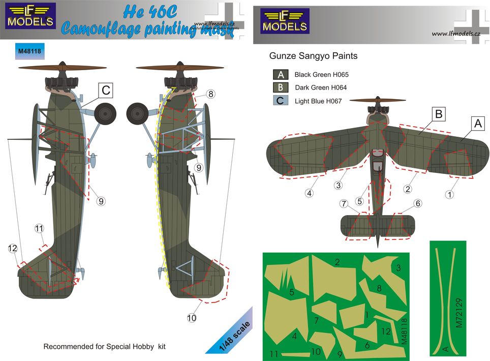 LF Models LFMM48118 1:48 Heinkel He-46C camouflage pattern paint mask