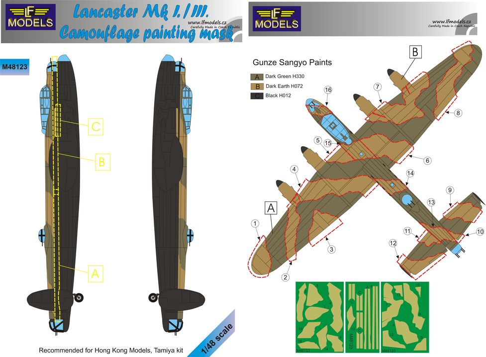 LF Models LFMM48123 1:48 Avro Lancaster B Mk.I/III camouflage pattern paint mask