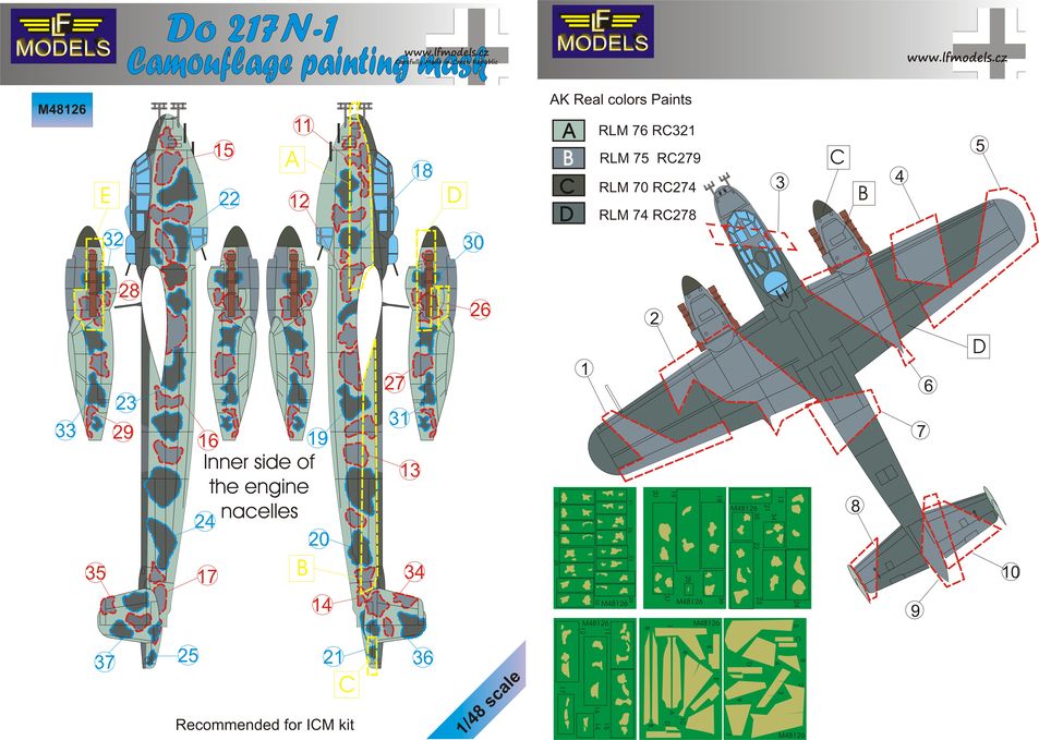 LF Models LFMM48126 1:48 Dornier Do-217N-1 camouflage pattern paint mask
