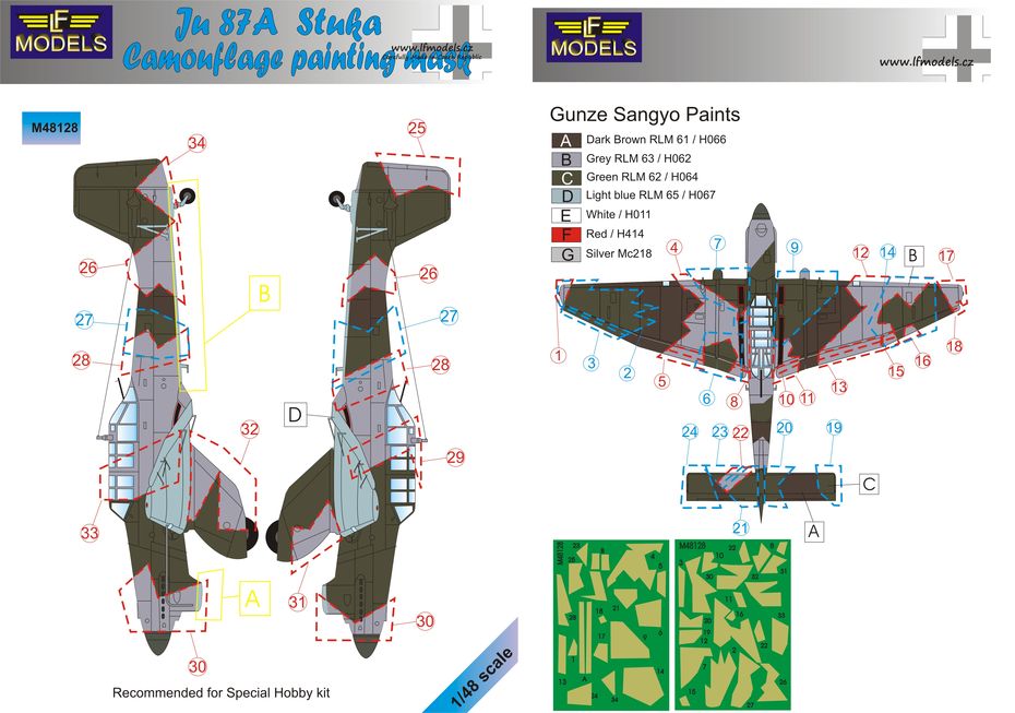 LF Models LFMM48128 1:48 Junkers Ju-87A 'Stuka' Camouflage Pattern Paint Mask