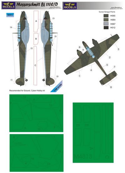 LF Models LFMM4813 1:48 Messerschmitt Bf-110C/D camouflage pattern paint masks