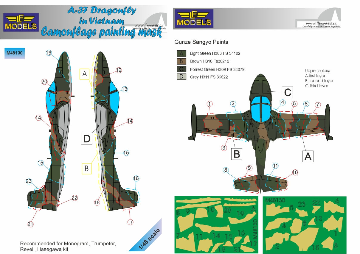 LF Models LFMM48130 Cessna A-37A/B Dragonfly Vietnam Camo Masks 1:48