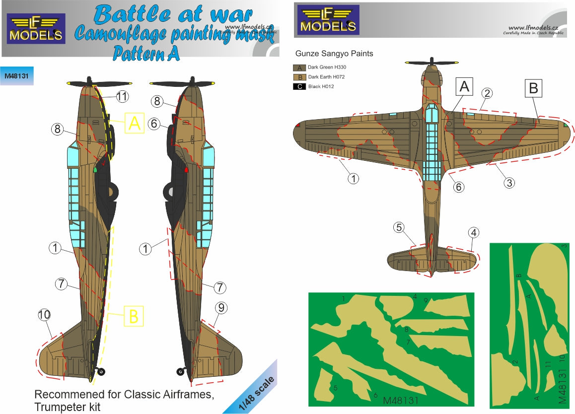 LF Models LFMM48131 1:48 Fairey Battle at war camouflage mask Pattern A