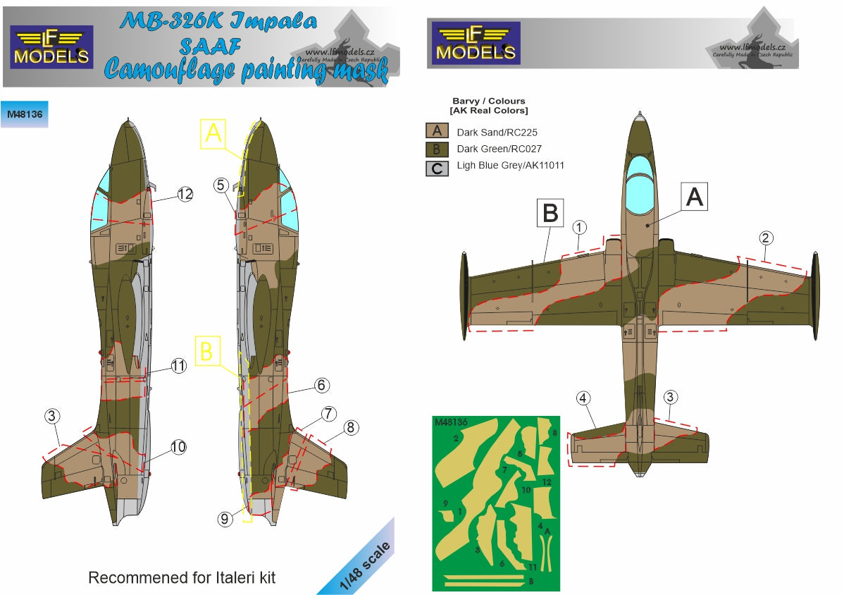 LF Models LFMM48136 1:48 Aermacchi MB-326K Impala SAAF camouflage mask
