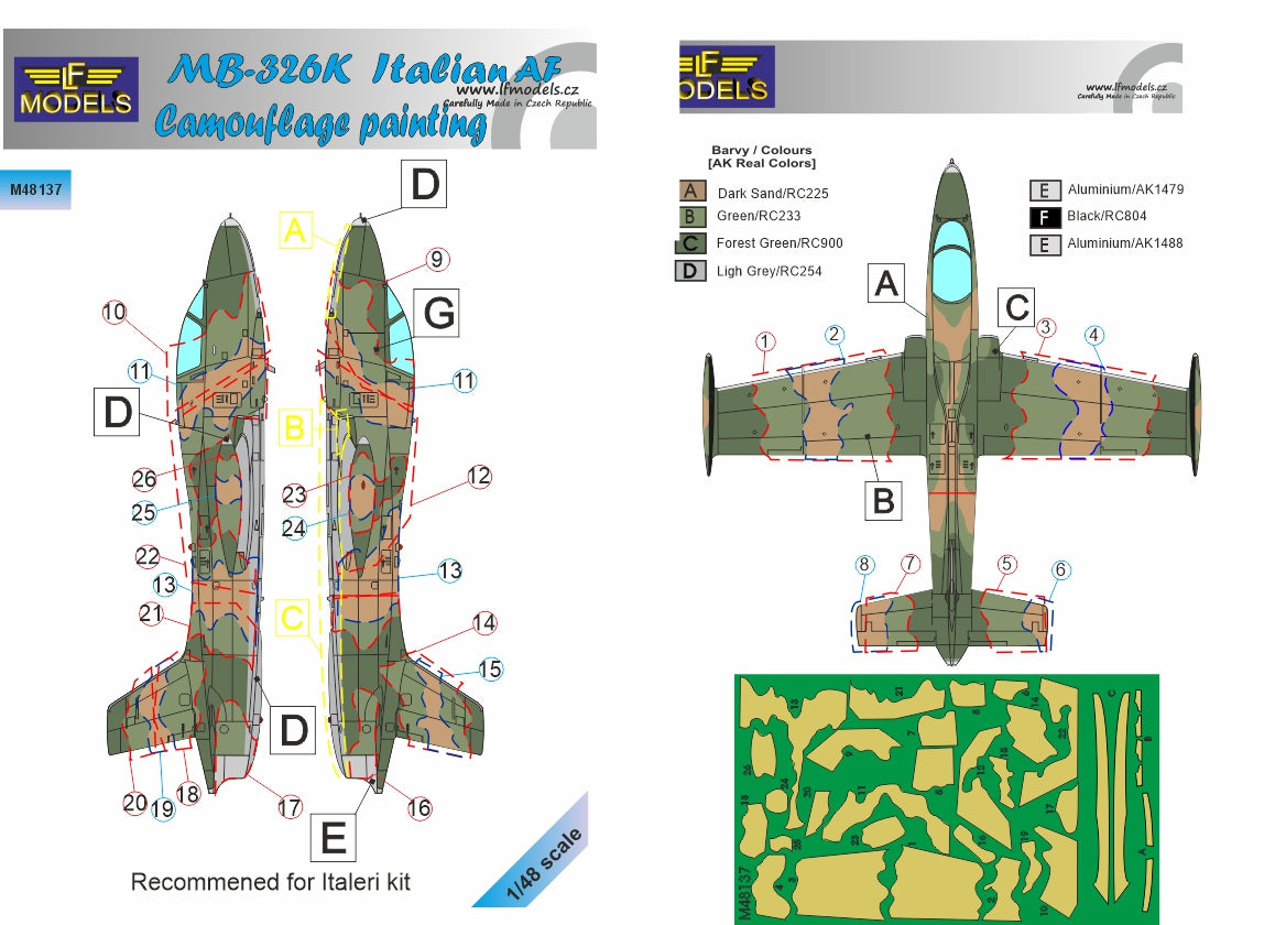 LF Models LFMM48137 1:48 Aermacchi MB-326K Italian AF camouflage mask