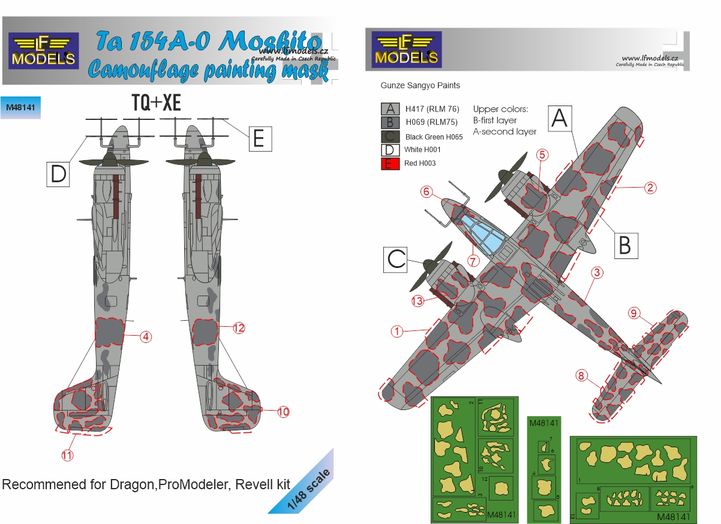 LF Models LFMM48141 1:48 Focke-Wulf Ta-154 Moskito camouflage pattern paint mask