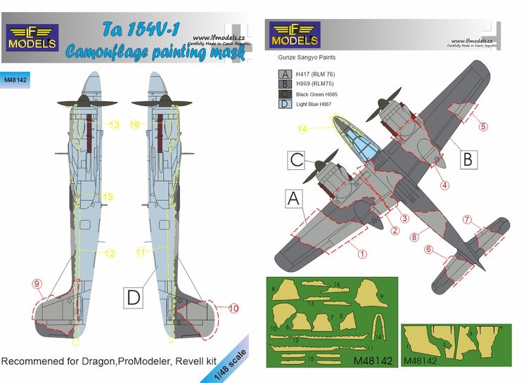 LF Models LFMM48142 1:48 Focke-Wulf Ta-154 Moskito camouflage pattern paint mask