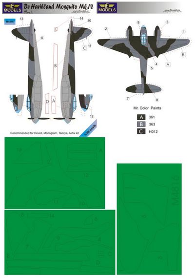 LF Models LFMM4816 de Havilland Mosquito Mk.IV Camo Masks Pt I 1:48