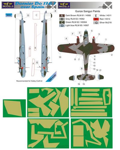 LF Models LFMM4822 1:48 Dornier Do-17E-1 over Spain camouflage masks