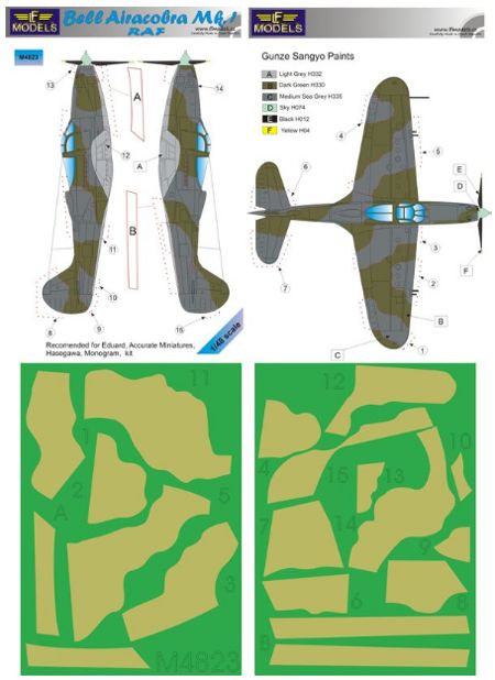 LF Models LFMM4823 1:48 Bell Airacobra Mk.I RAF camouflage pattern paint masks