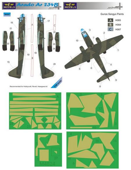 LF Models LFMM4824 1:48 Arado Ar-234B-2 camouflage pattern paint masks