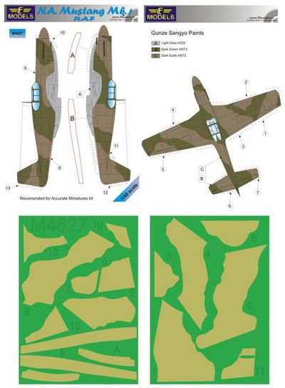 LF Models LFMM4827 Mustang Mk.I RAF Camo Paint Masks 1:48