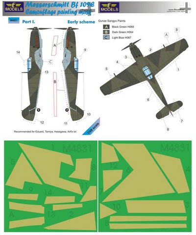 LF Models LFMM4831 Bf-109E Early Pt I Camo Paint Masks 1:48