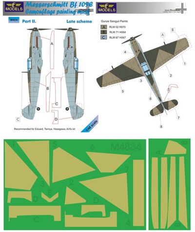 LF Models LFMM4834 Bf-109E Late Pt II Camo Paint Masks 1:48