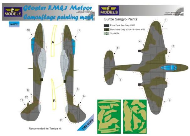 LF Models LFMM4852 1:48 Gloster Meteor F Mk.1 camouflage pattern paint masks