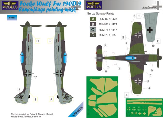 LF Models LFMM4857 Fw-190D-9 Camo & Insignia Paint Masks 1:48