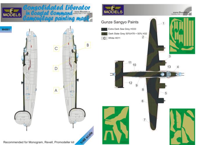 LF Models LFMM4861 Liberator Coastal Command Camo Masks 1:48