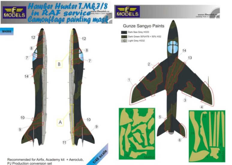LF Models LFMM4866 1:48 Hawker Hunter T.Mk.7/8 RAF camouflage masks