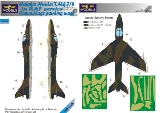 LF Models LFMM4866 1:48 Hawker Hunter T.Mk.7/8 RAF camouflage masks