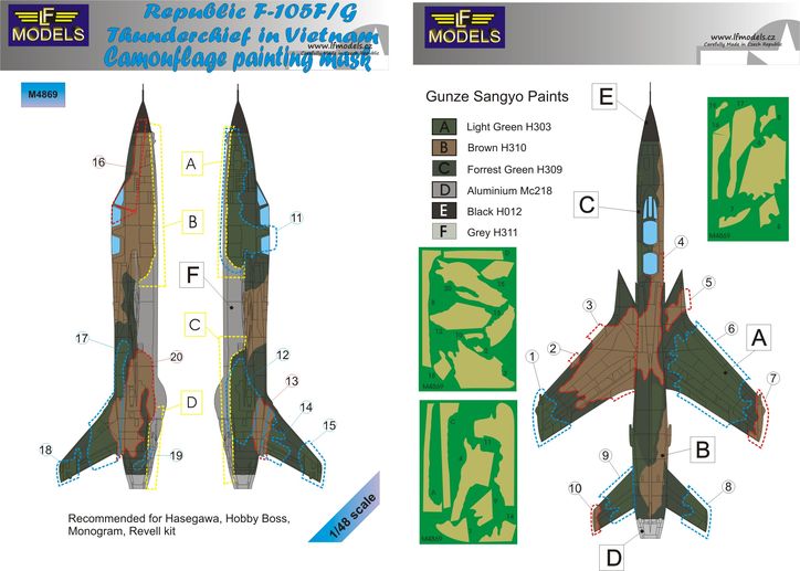LF Models LFMM4869 1:48 Republic F-105F/G Thunderchief camouflage masks