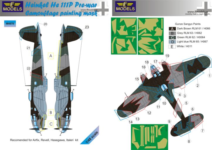 LF Models LFMM4870 1:48 Heinkel He-111P Pre-war camouflage pattern paint masks